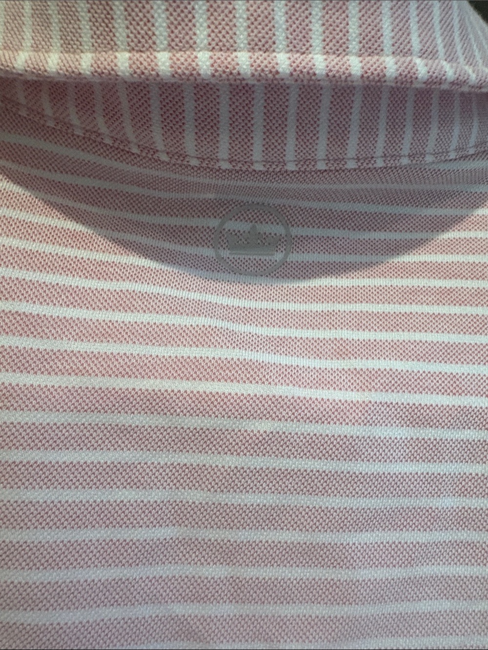 Peter Millar S NYT Men's Pink & White Striped Polo Shirt - Picture 6 of 12